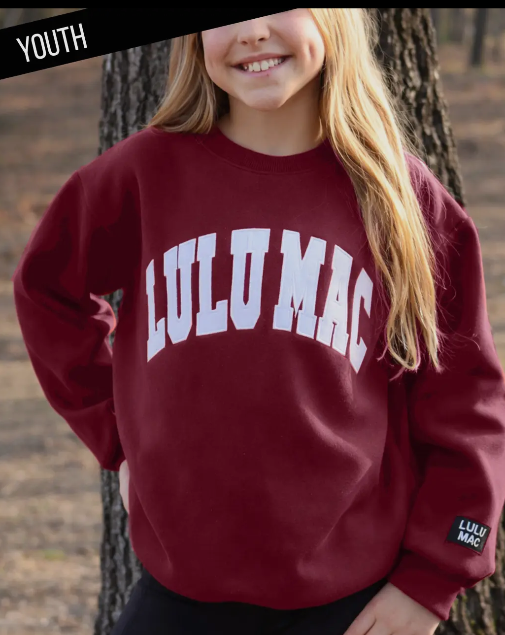 Lulu Mac youth maroon/white stitch
