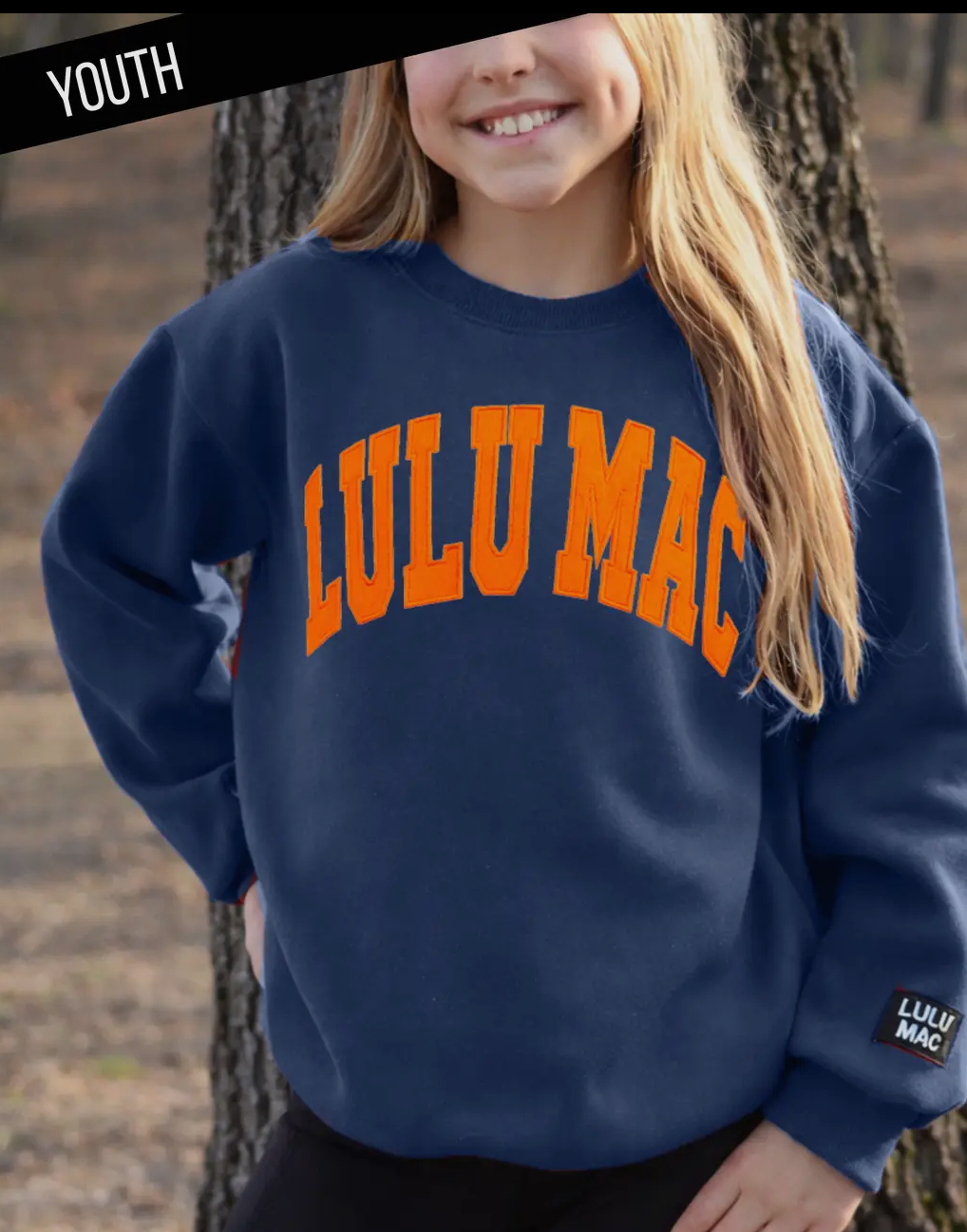Lulu Mac youth navy/orange stitch