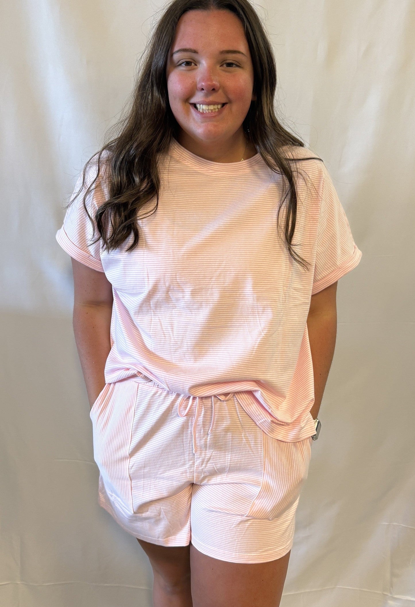 Cotton Candy pink and white stripe set
