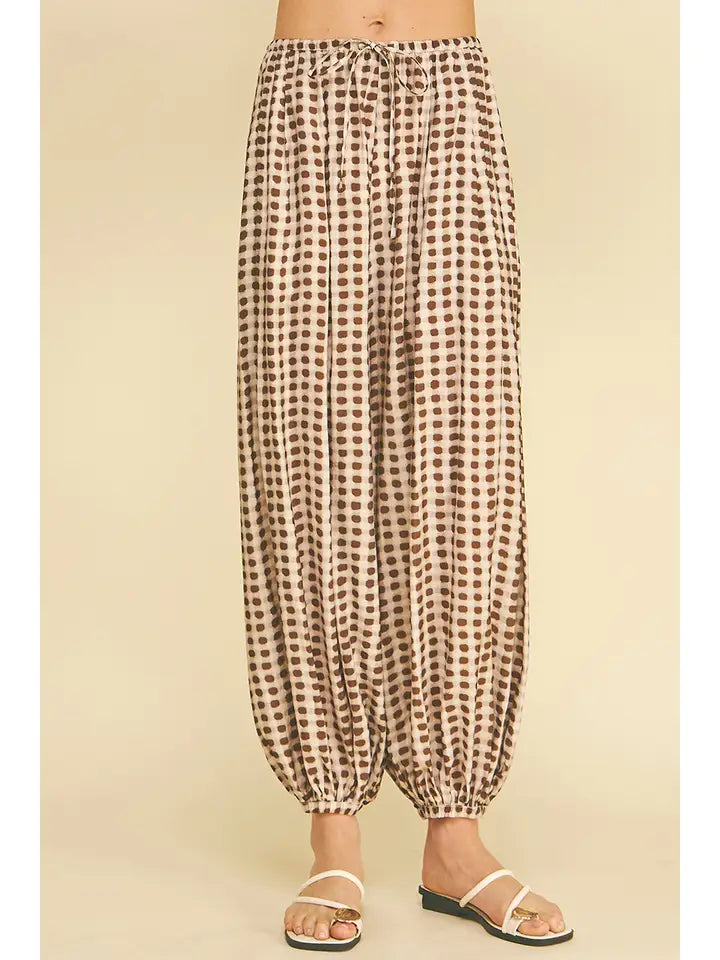 Pinch Geo Print Harem Pants Mocha