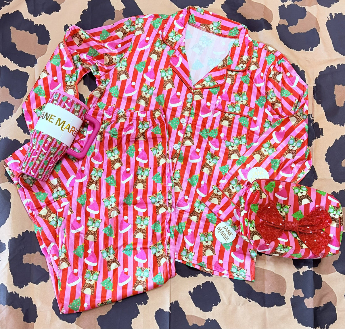 Jane Marie Jungle Jolly Satin Pajamas