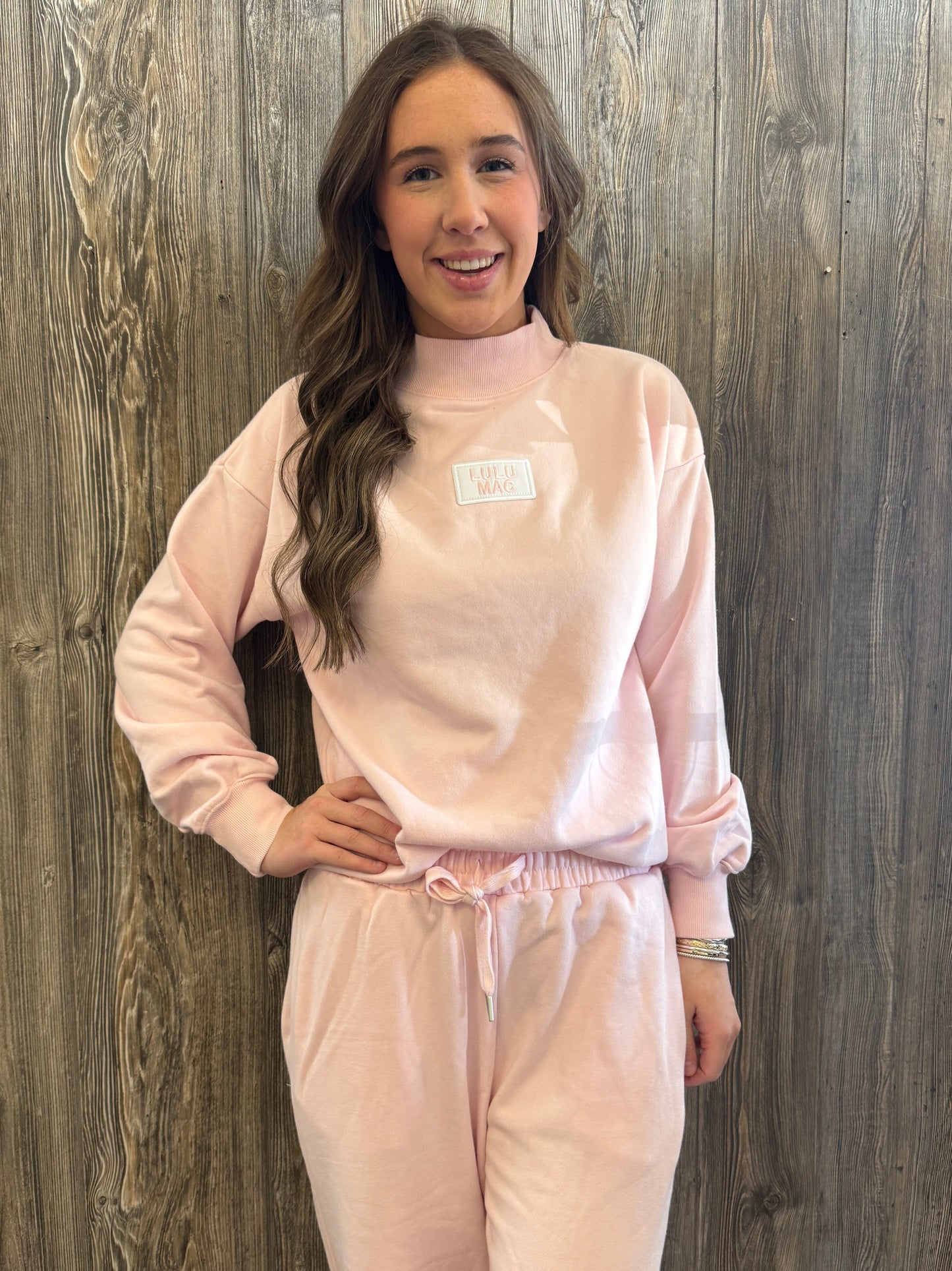Lulu Mac light pink mock neck top
