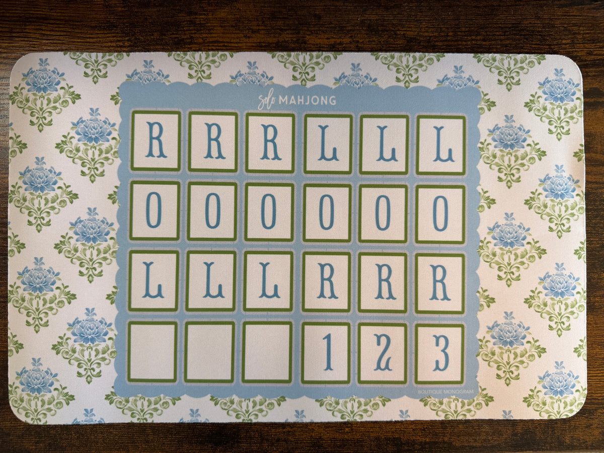 Blue & Bloom solo mahjong mat