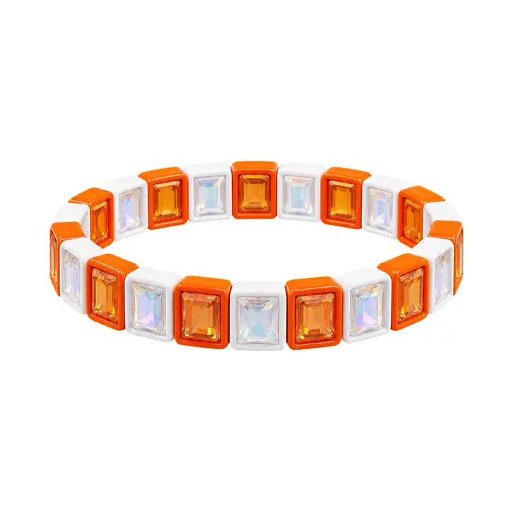 Lulu Mac Orange/White Rhinestone Bracelet