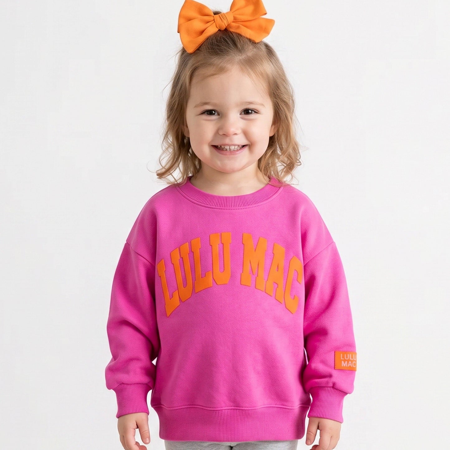 Lulu Mac Toddler Pink with Orange Puff Sweatshirt