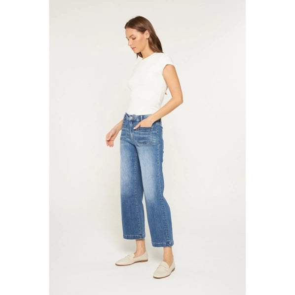 Mica Denim High-Rise Cropped wide leg Crew Blue