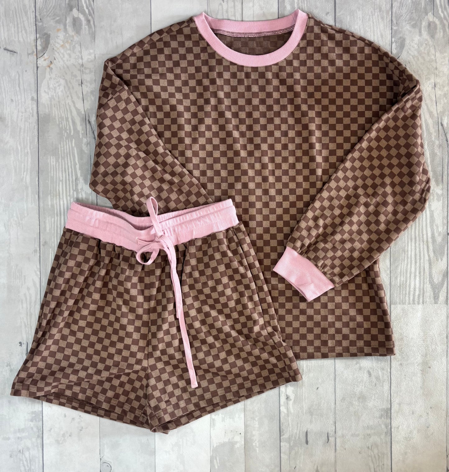Brown Checkered 2 piece set
