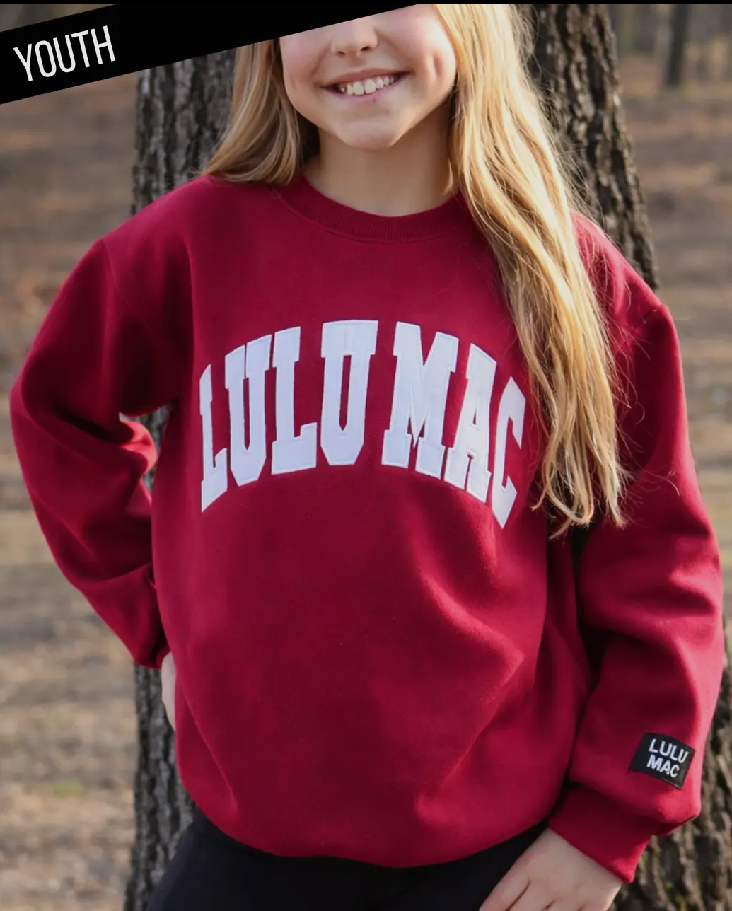 Lulu Mac youth cardinal red/white stitch