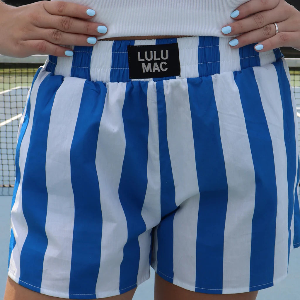 Lulu Mac Royal Blue stripe Darby boxer shorts