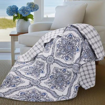 Lentana Navy Quilted Throw