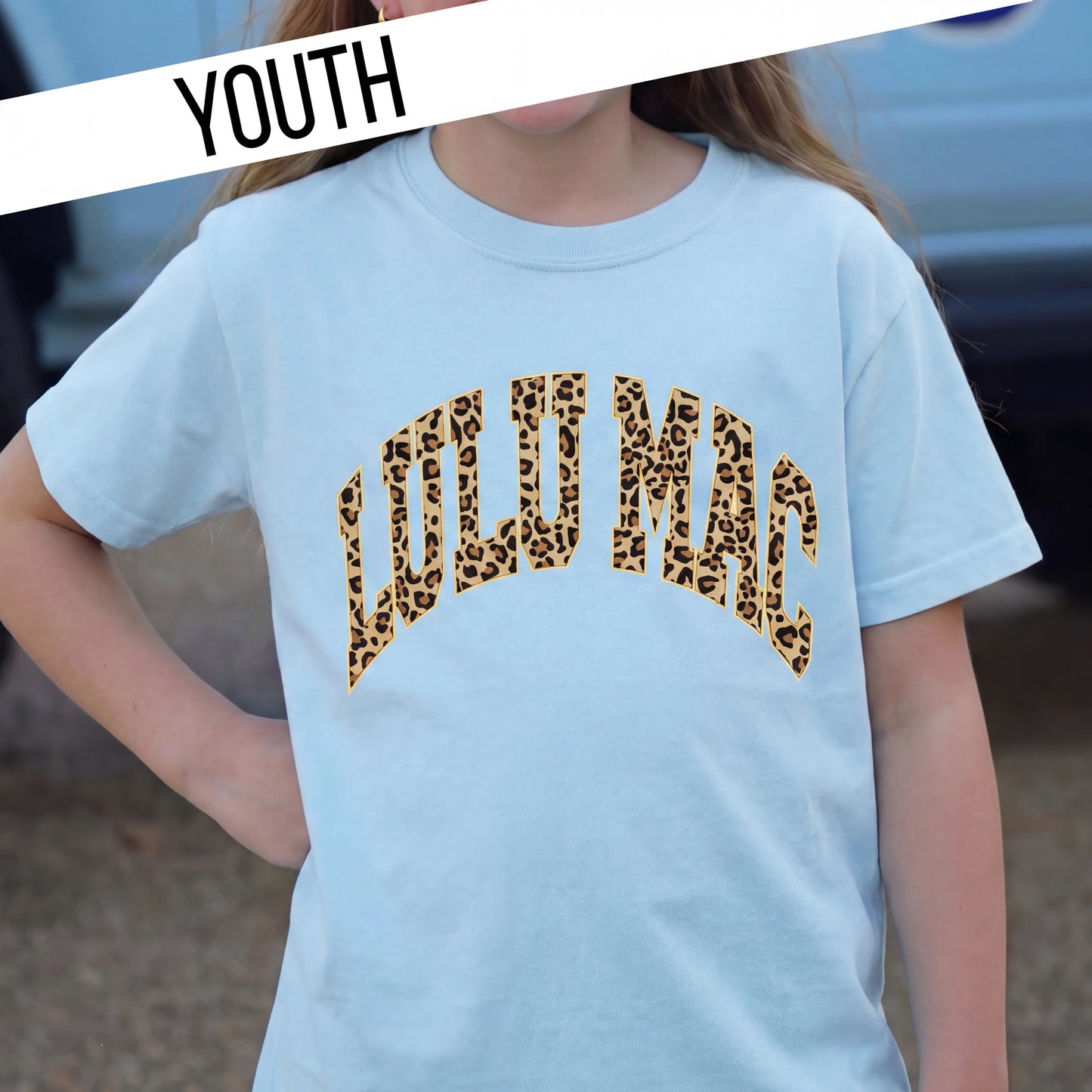 Lulu Mac Youth Light blue leopard tee