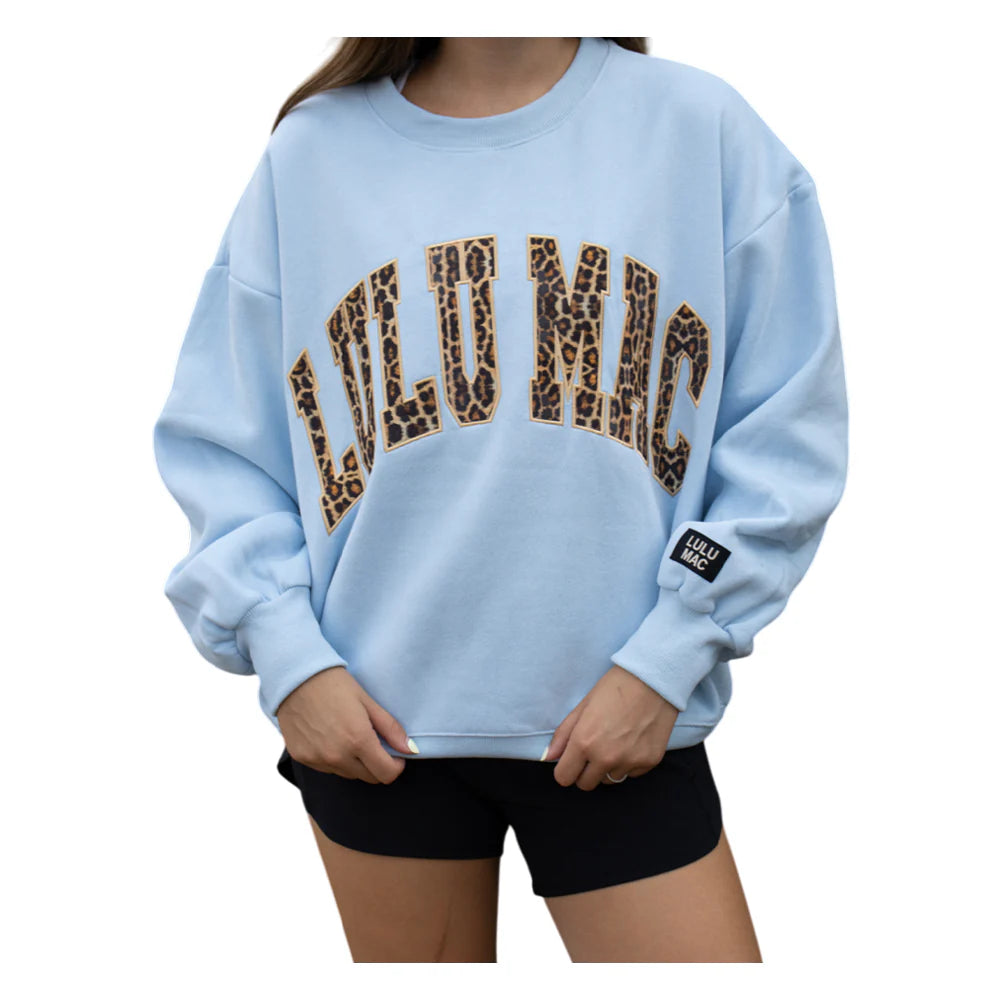 Lulu Mac Light Blue with Leopard Sweatshirt
