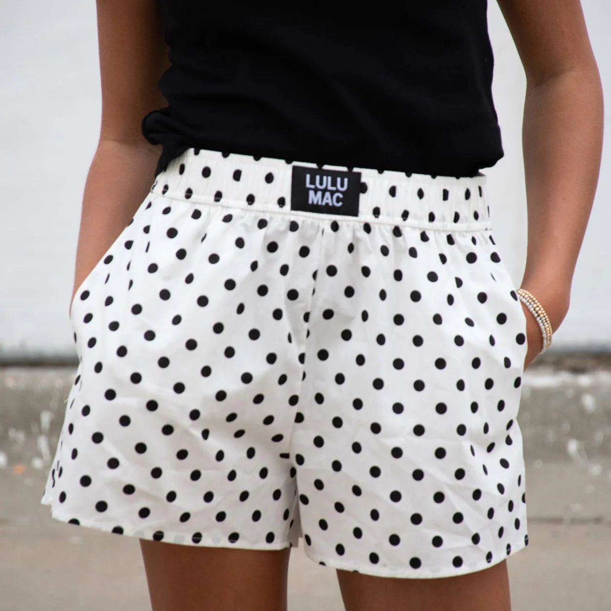 Lulu Mac white/black polka dot shorts