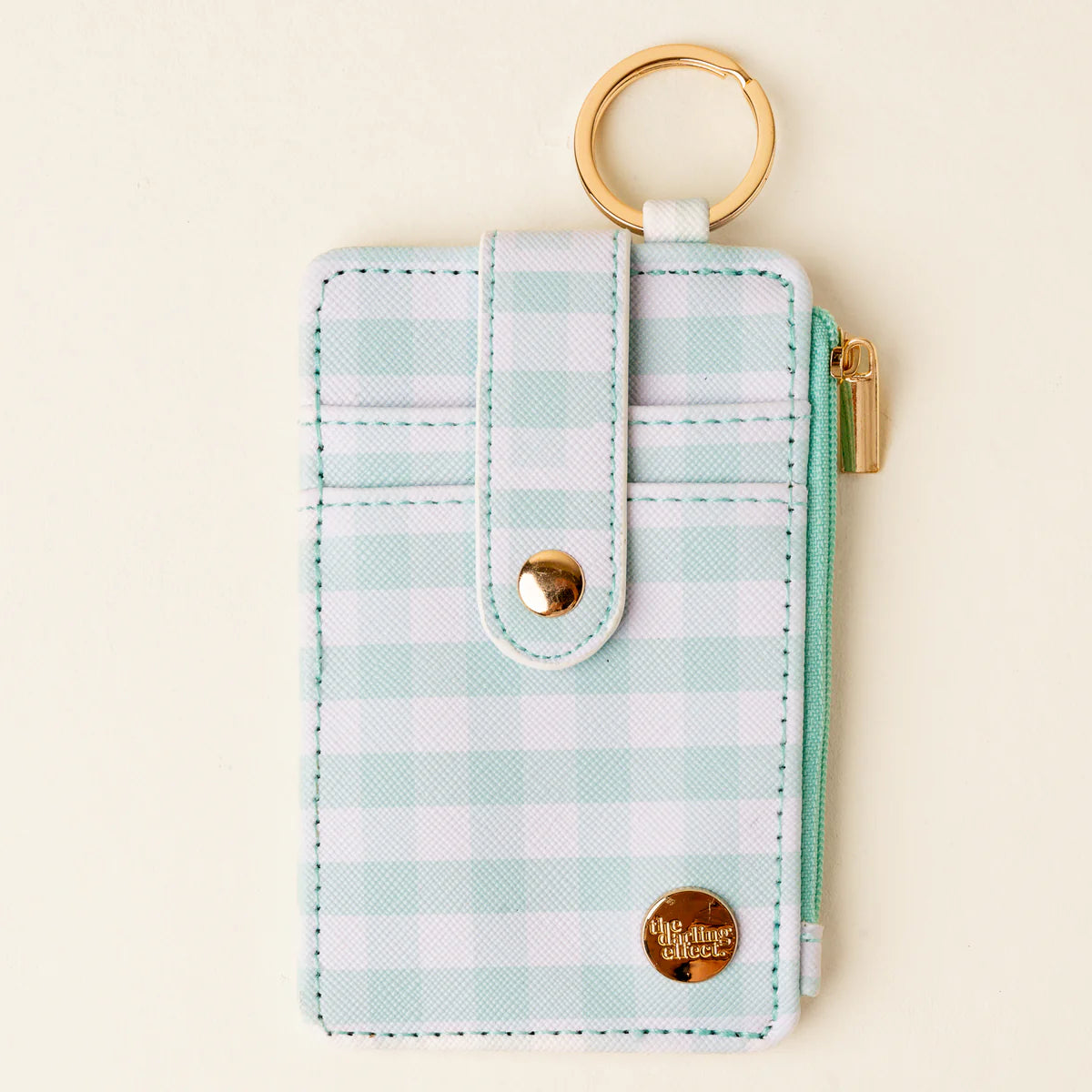 The Darling Effect green gingham keychain wallet