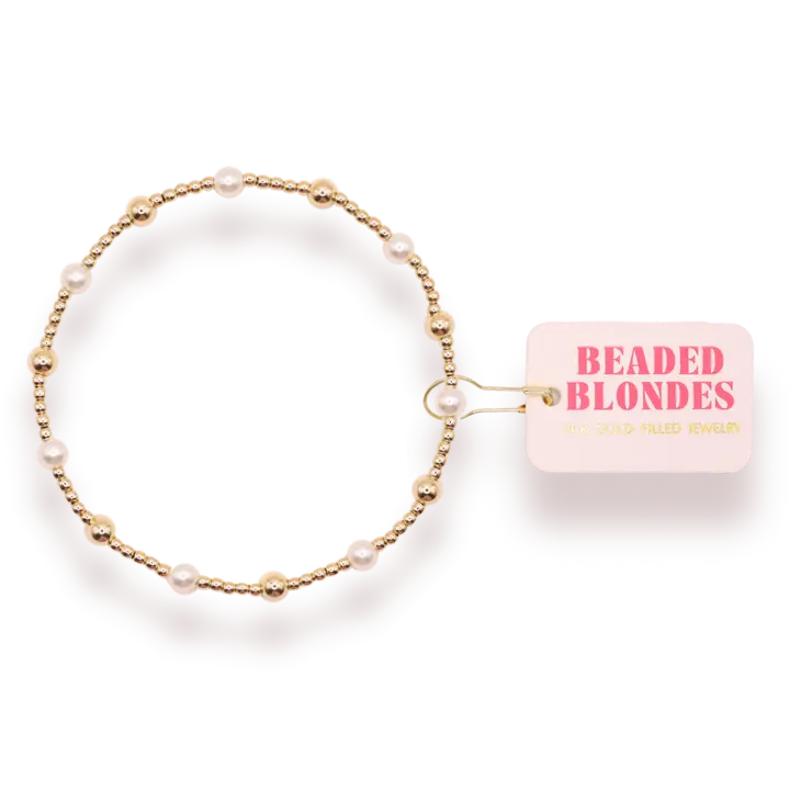 Beaded Blondes June Pearl/Gold Alternating Bracelet