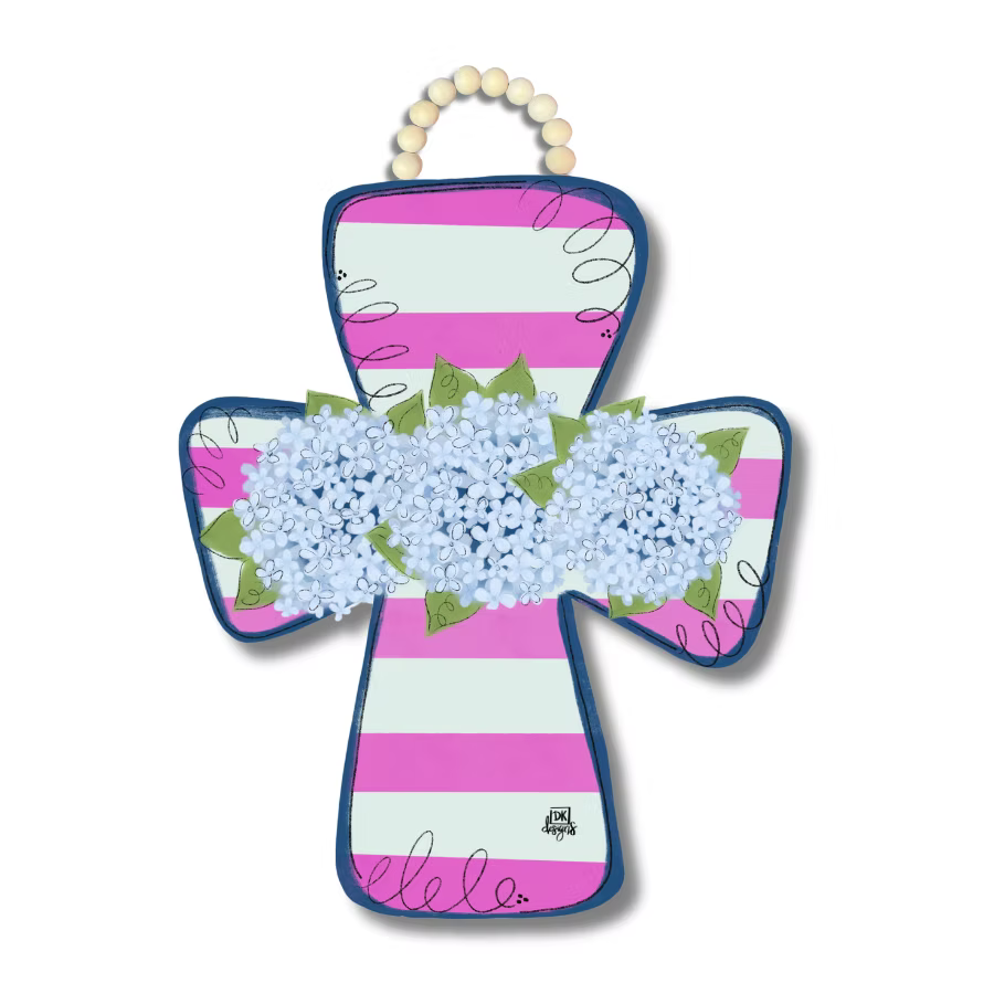 Pink Stripe Cross Door Hanger