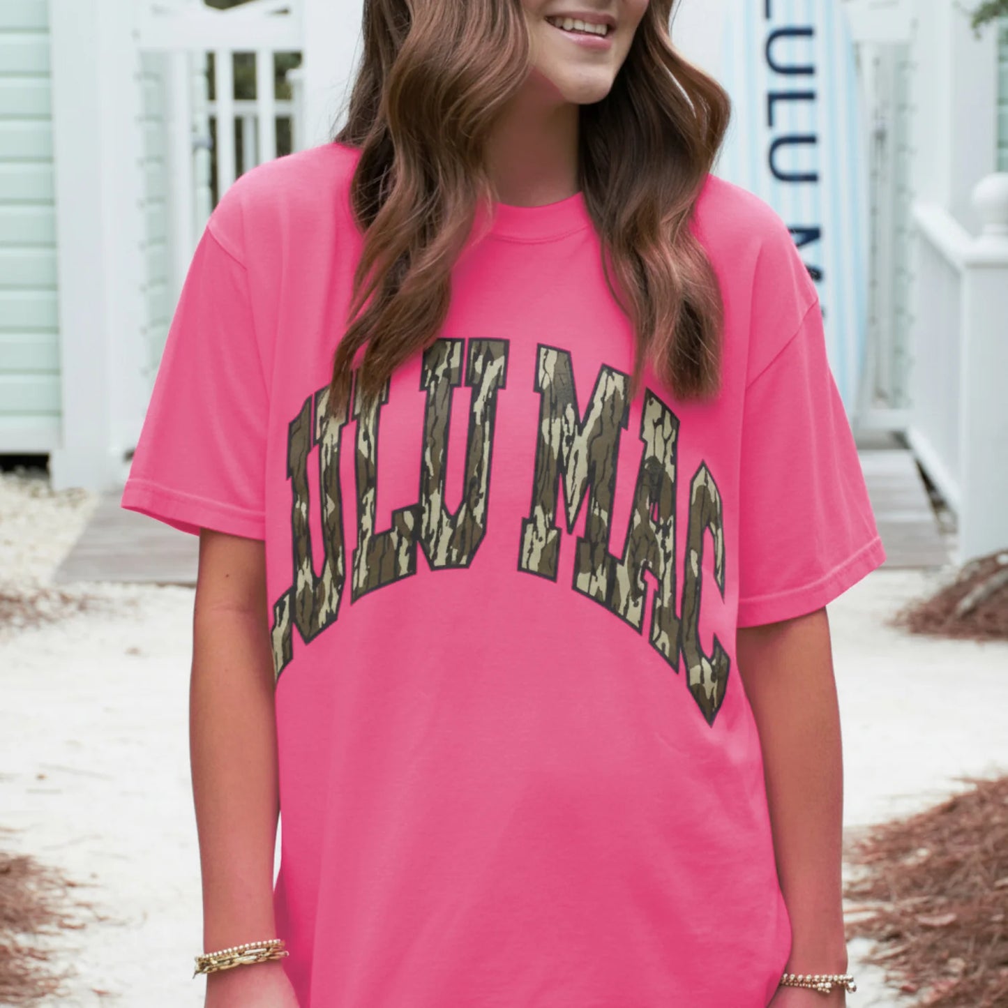 Lulu Mac hot pink with mossy oak camo