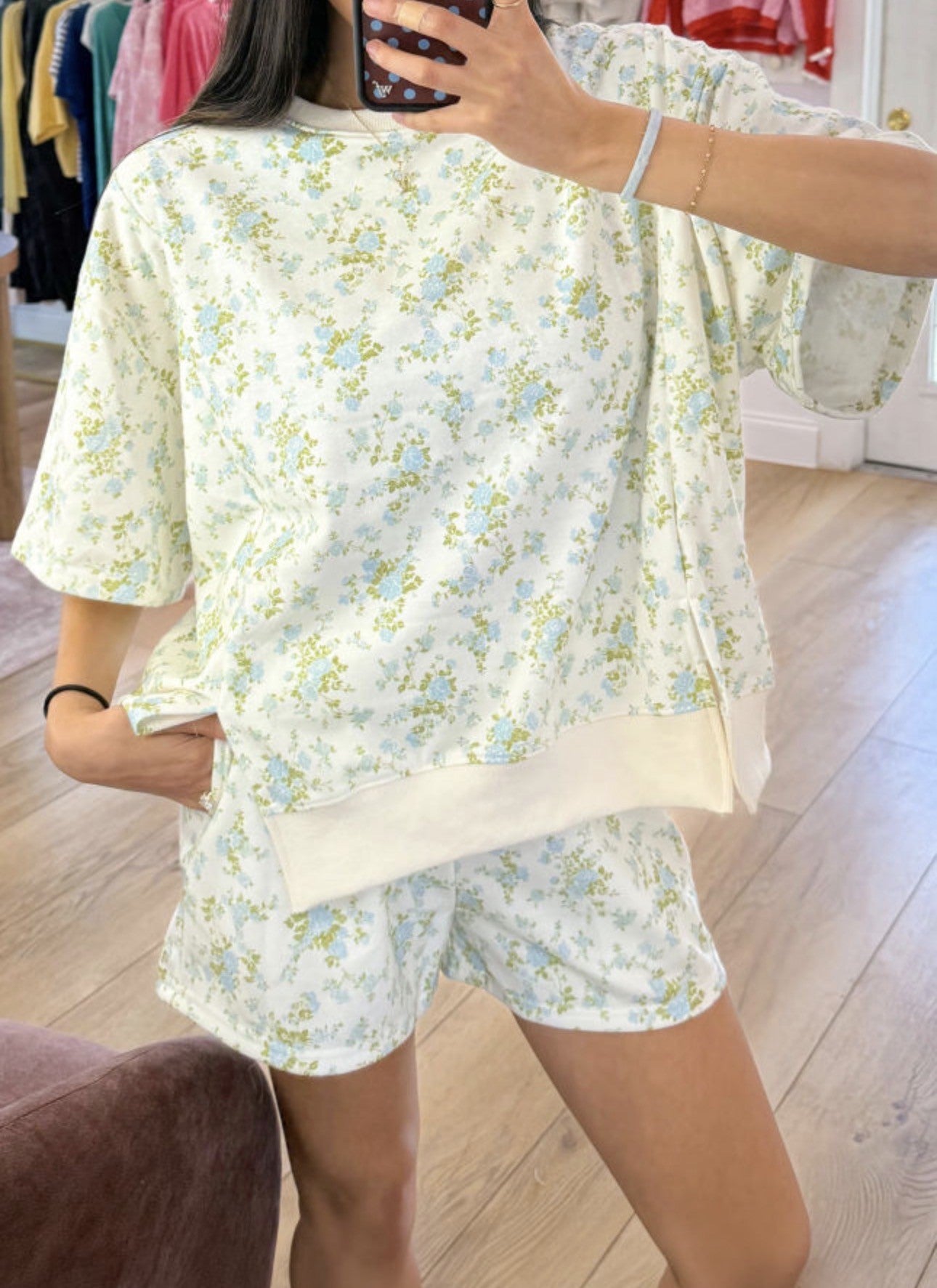 Local Favorite Sky Blue Floral Short Set