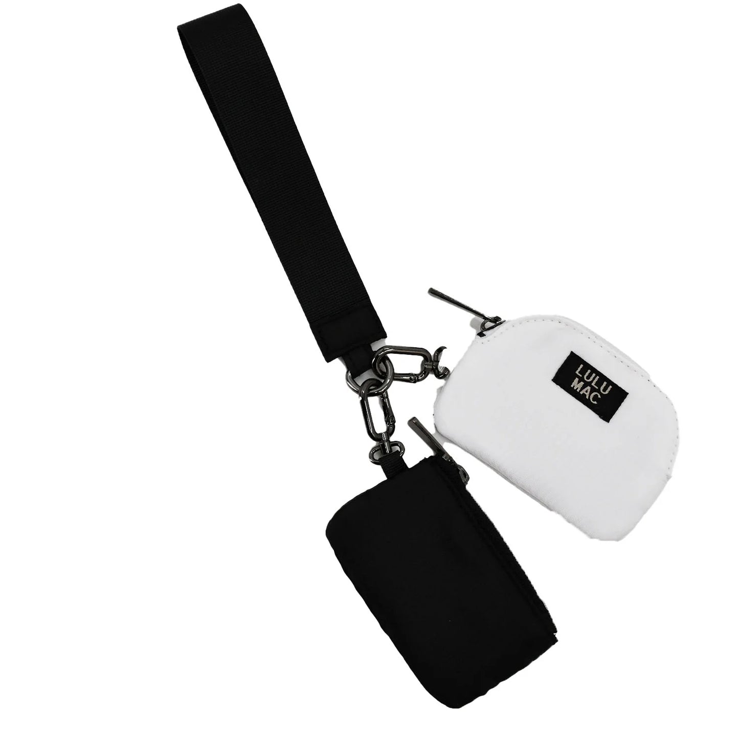 Lulu Mac black and white double pouch wristlet