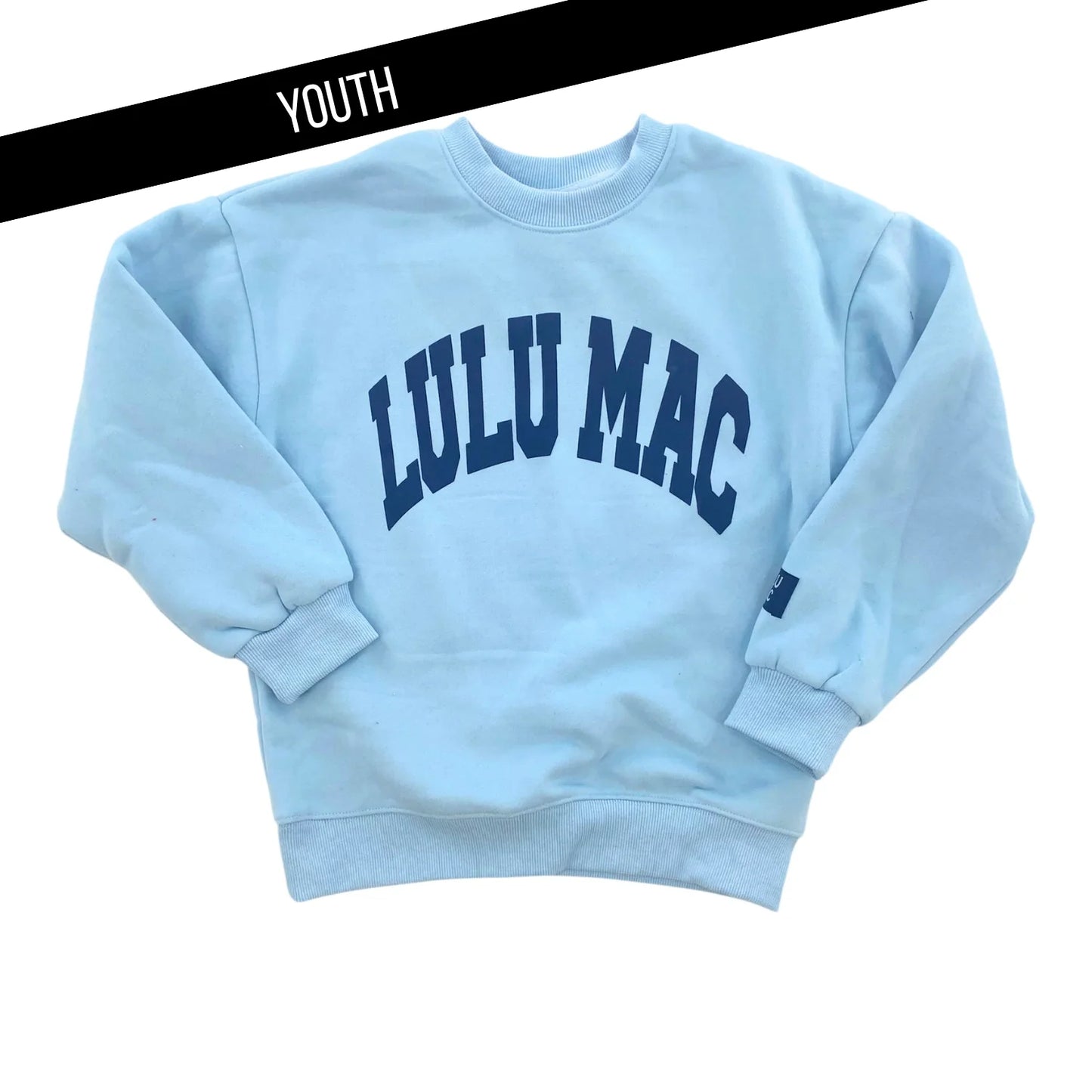 Lulu Mac youth light blue with navy puff