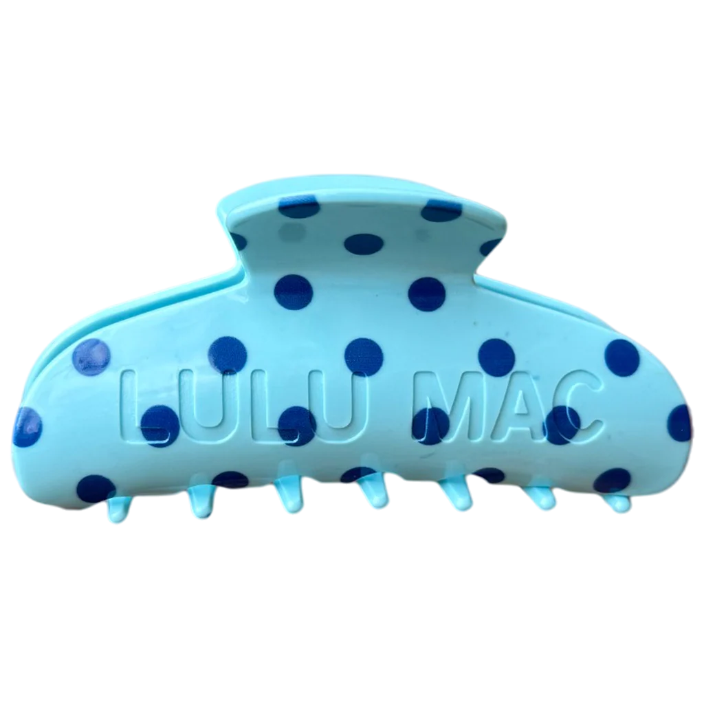Lulu Mac blue with navy dot hair clip