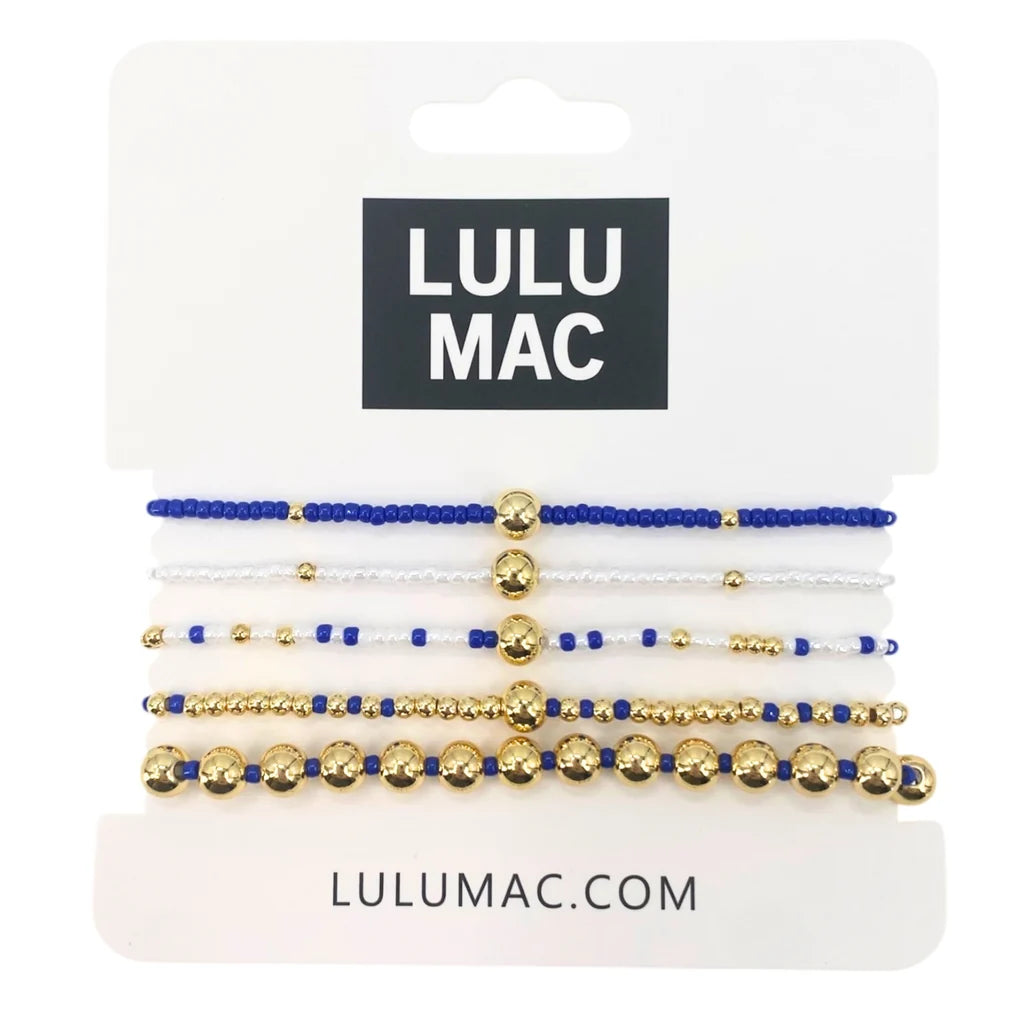 Lulu Mac Royal and White Bracelet Set
