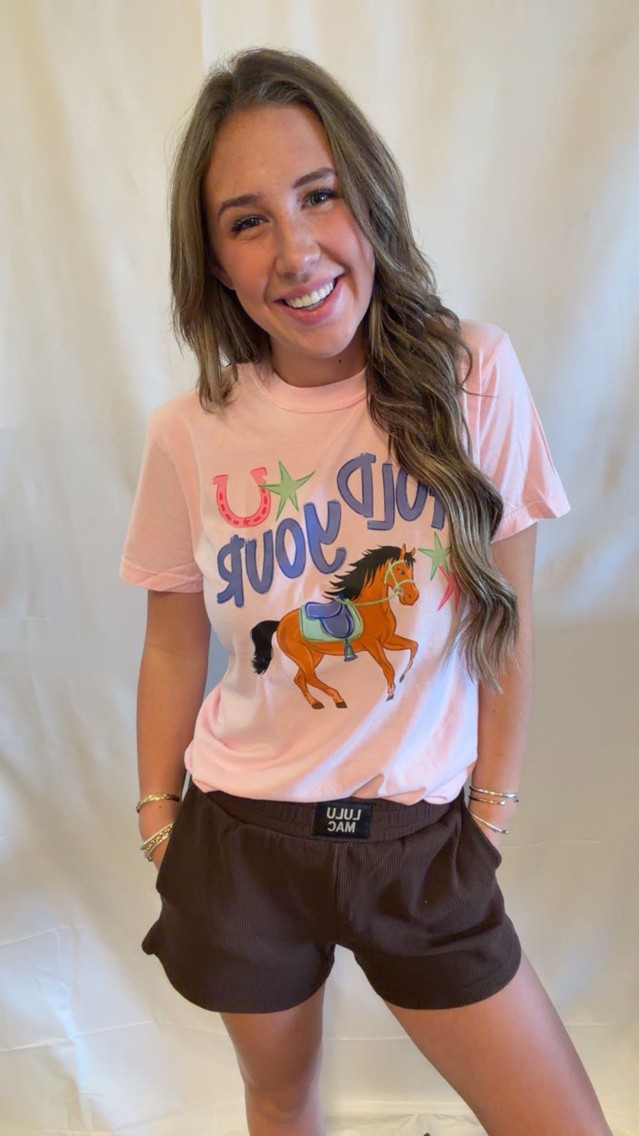 Hold Your Horses Comfort Colors Pink T-Shirt