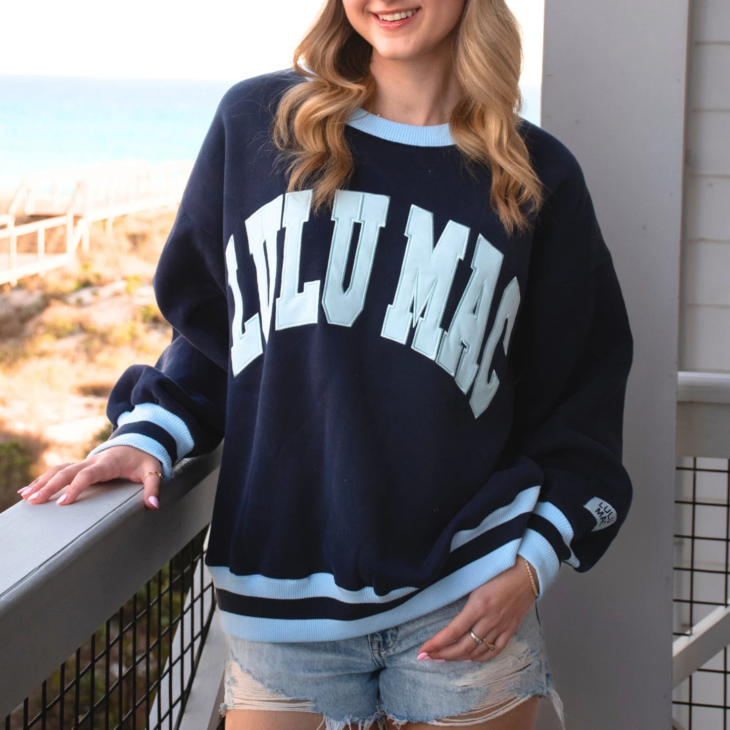 Lulu Mac Social Society Navy with teal stitch
