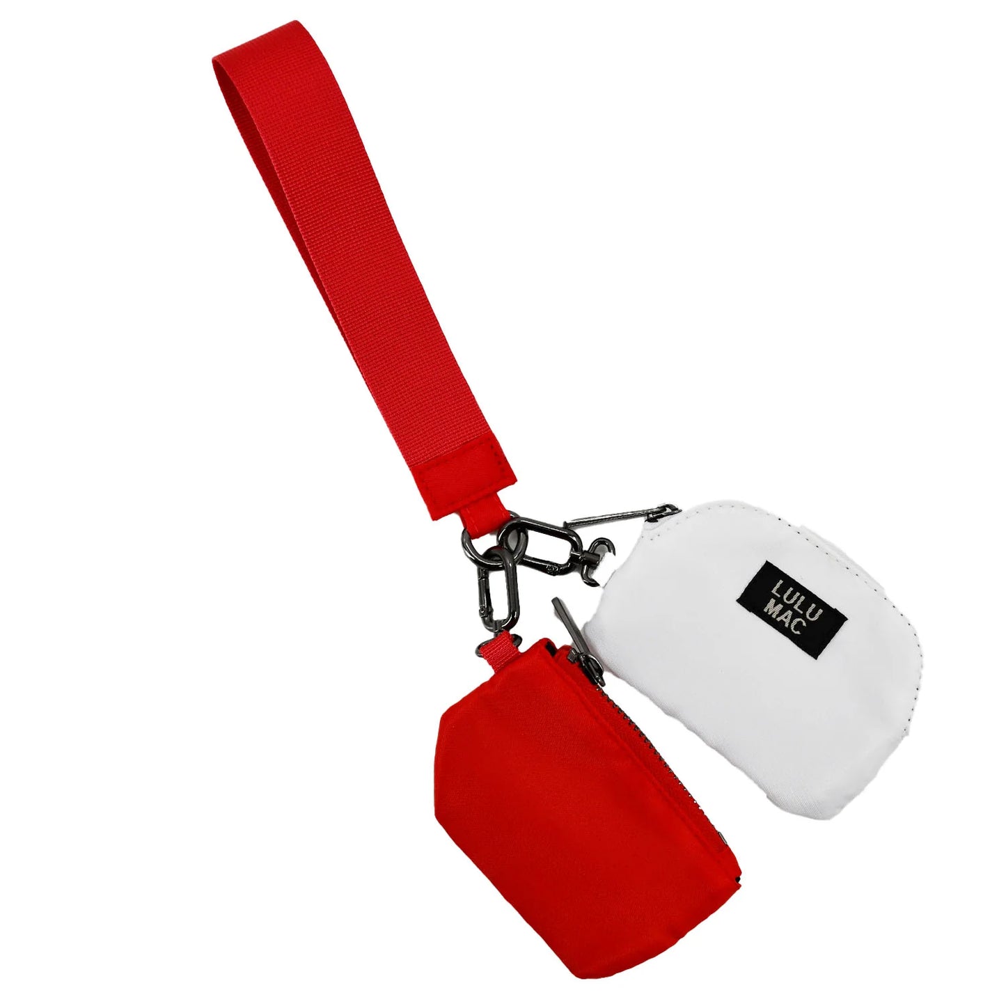 Lulu Mac red and white double pouch wristlet