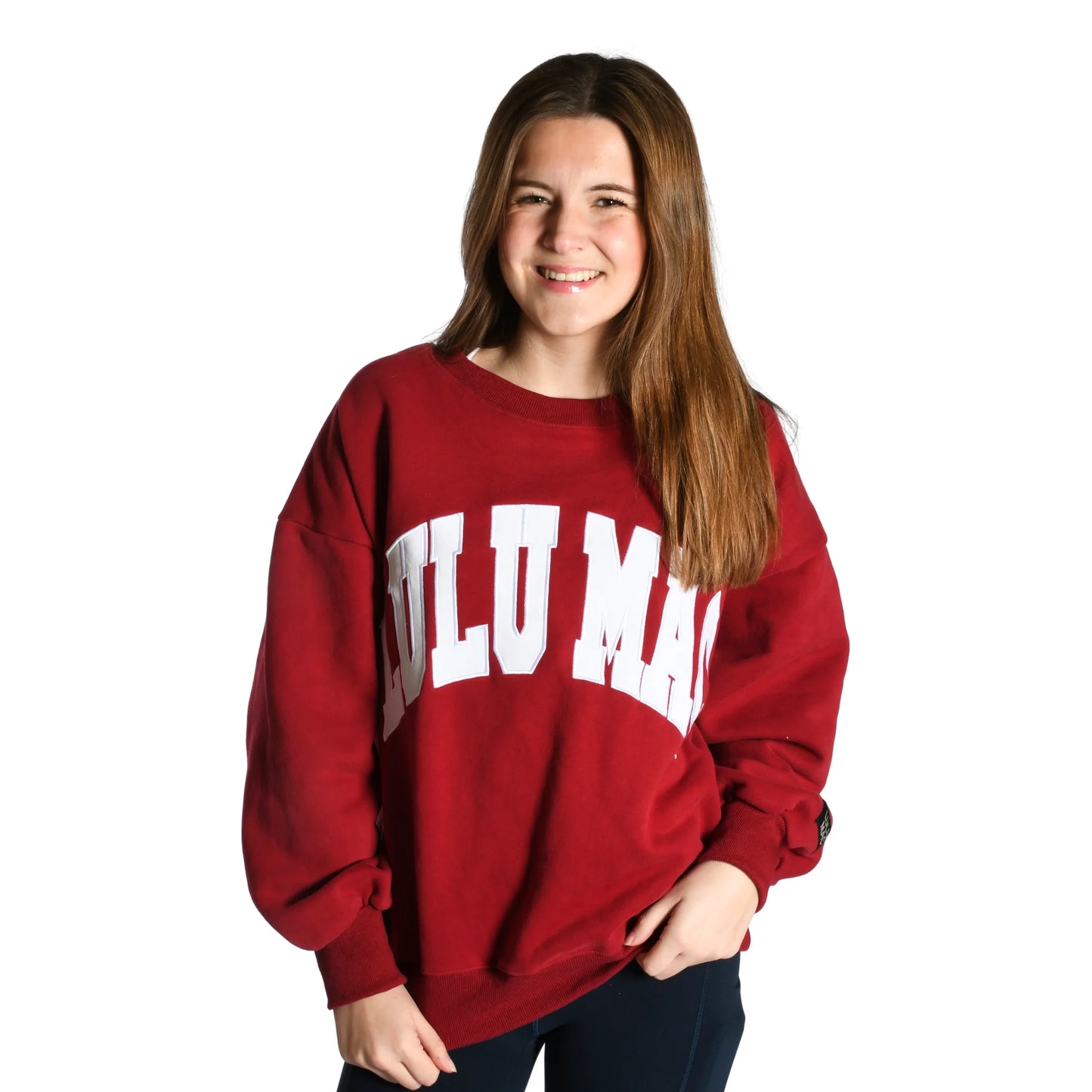 Lulu Mac crimson red and white stitch