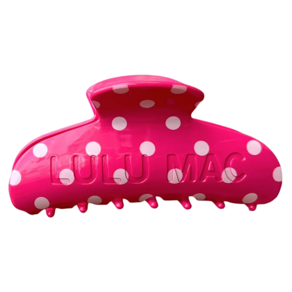 Lulu Mac Hot Pink with white dot hair clip