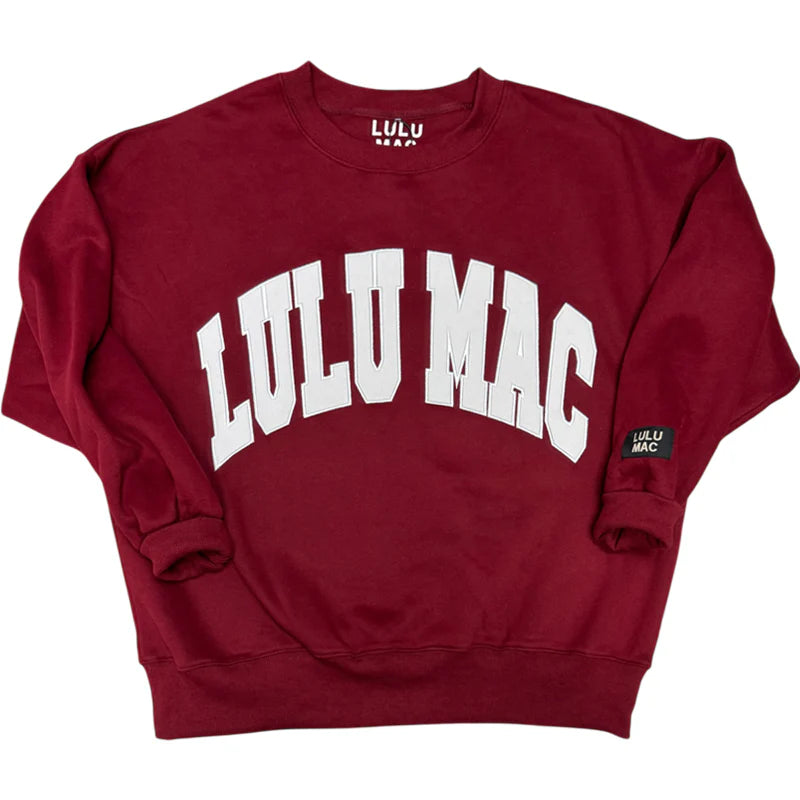 Lulu Mac maroon and white stitch sweatshirt