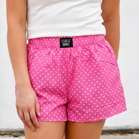 Lulu Mac Bubblegum mini polka dot boxer shorts