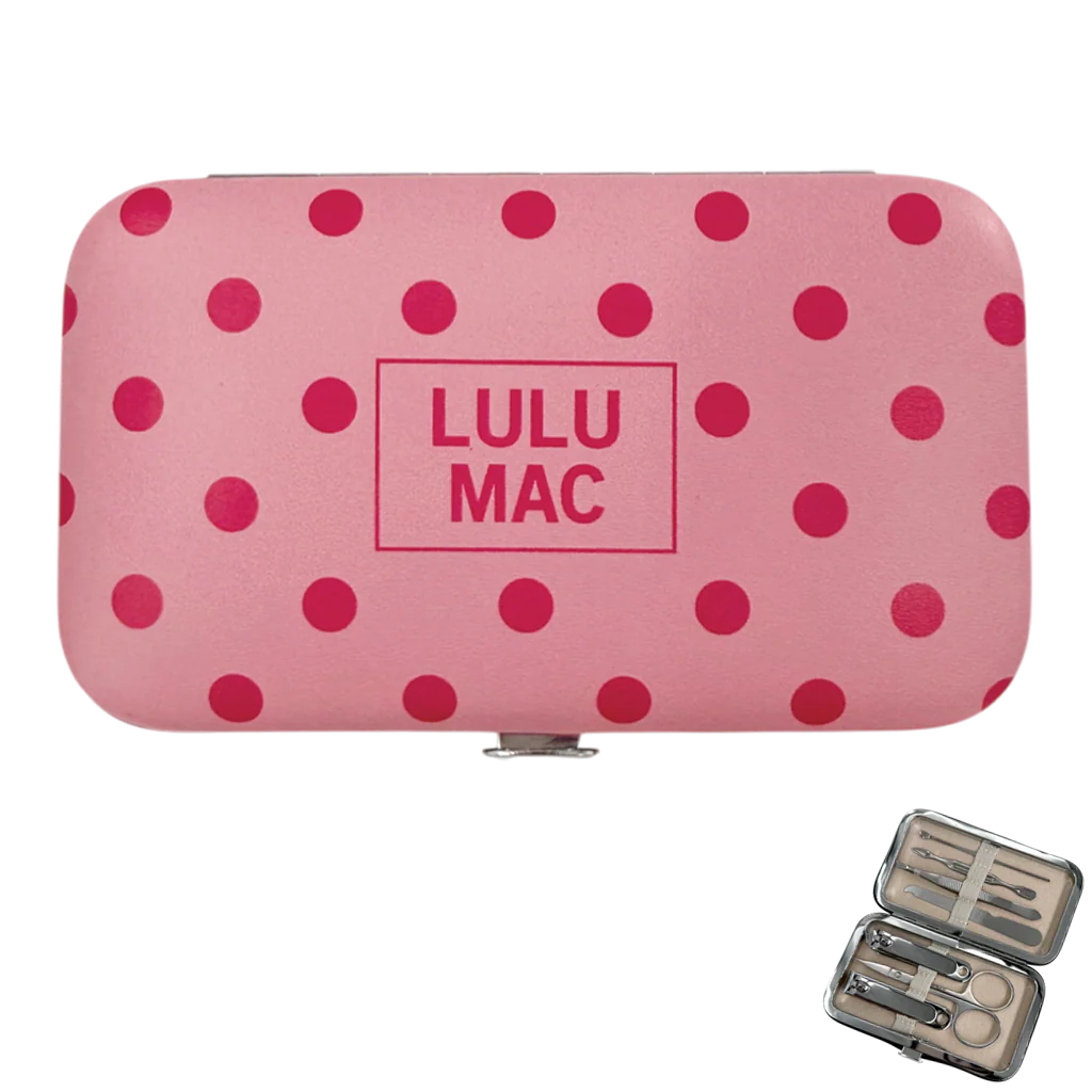 Lulu Mac manicure set pink with hot pink dots