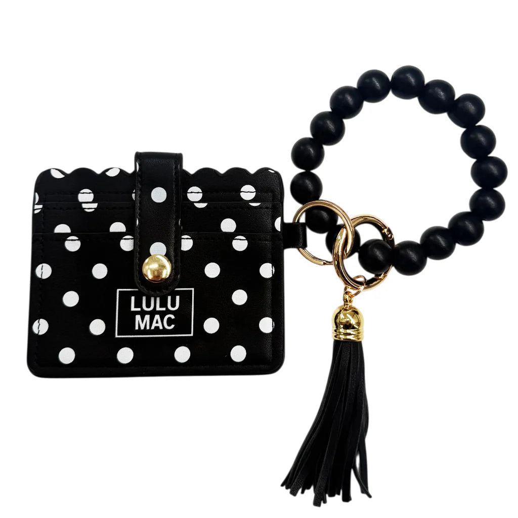 Lulu Mac black/white polka dot keychain