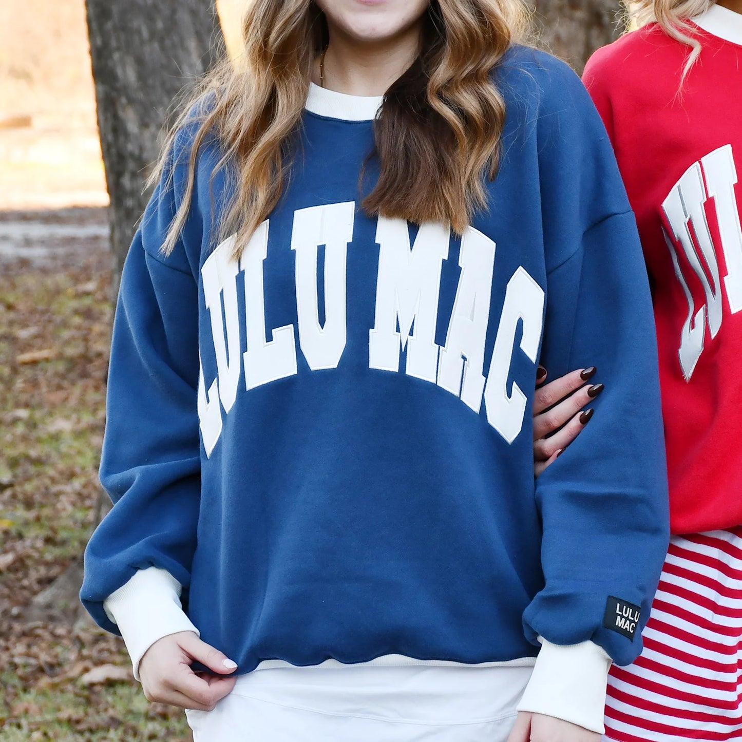 Lulu Mac navy and white stitch color block