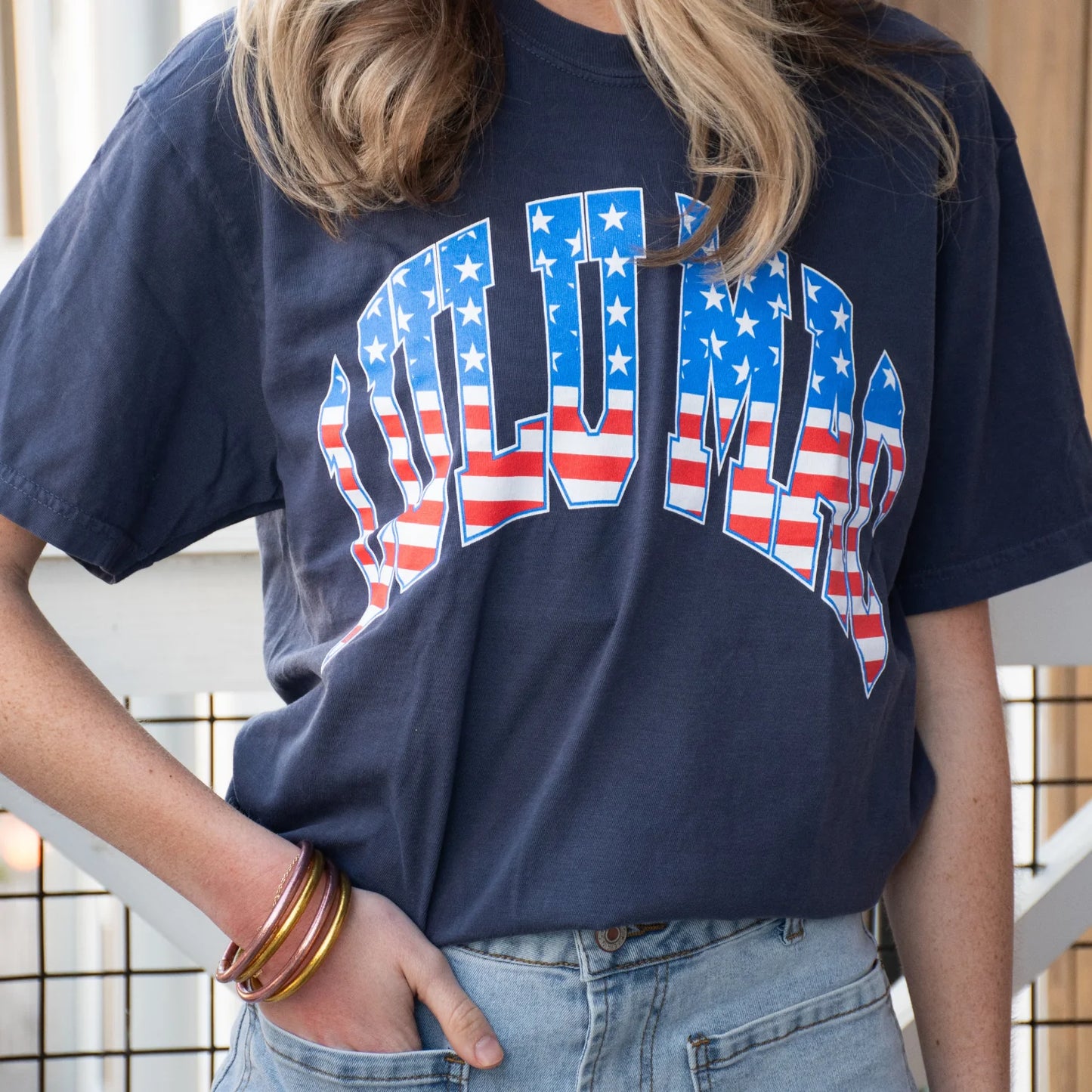 Lulu Mac stars and stripes navy tshirt