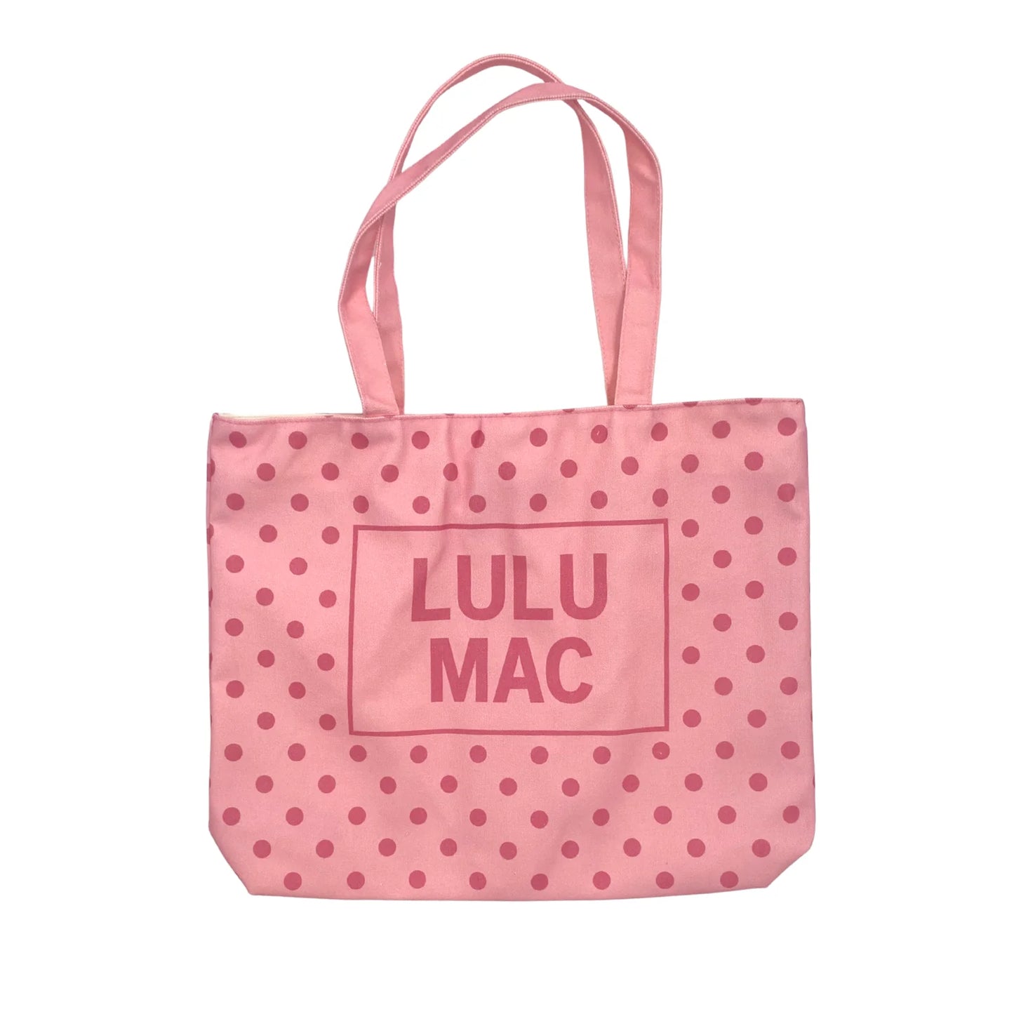 Lulu Mac pink tote with polka dots