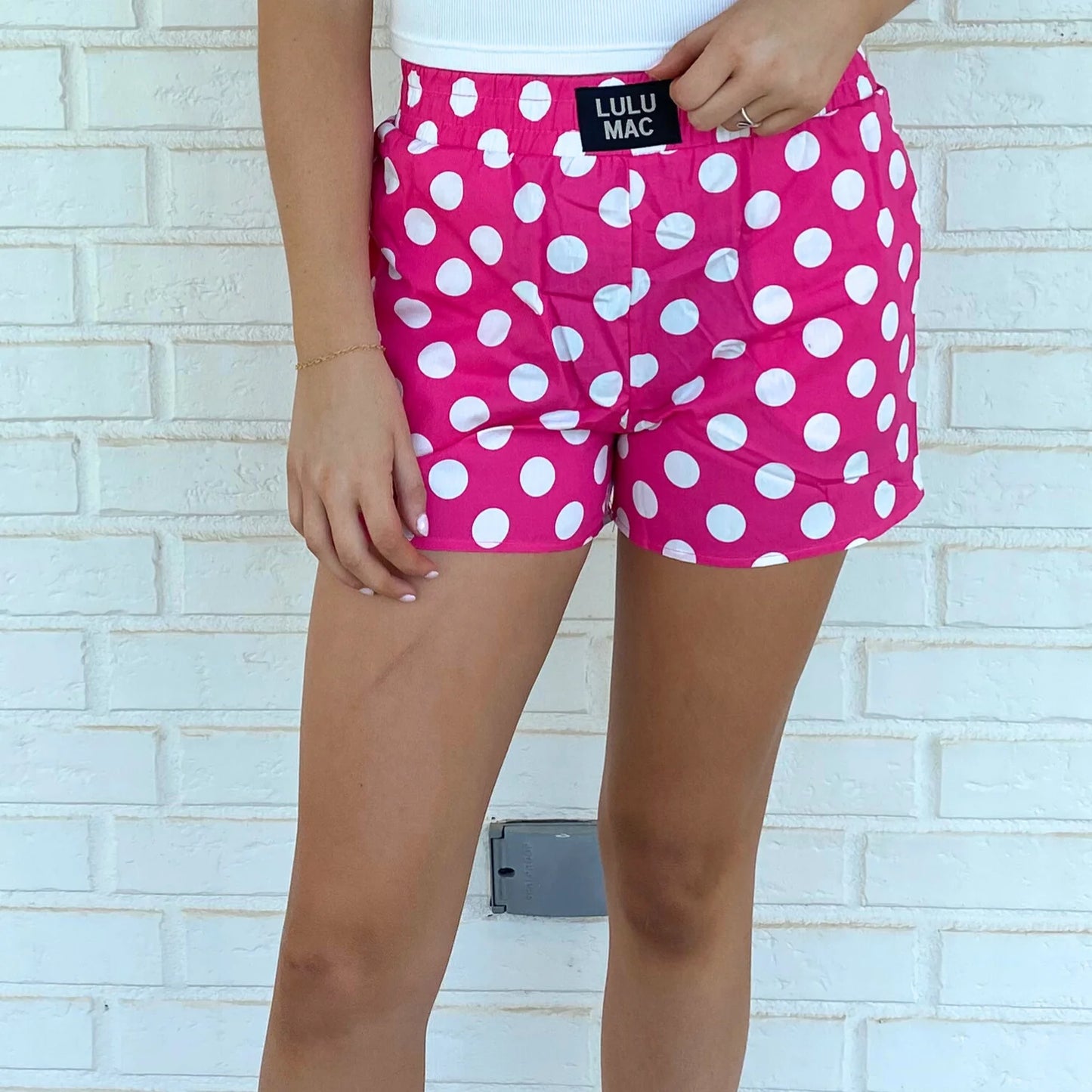Lulu Mac hot pink polka dot shorts