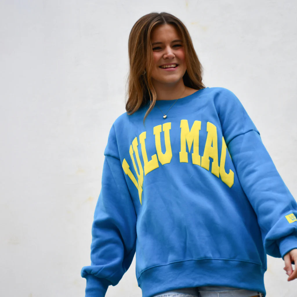 Lulu Mac Cyan with Yellow Puff Sweatshirt