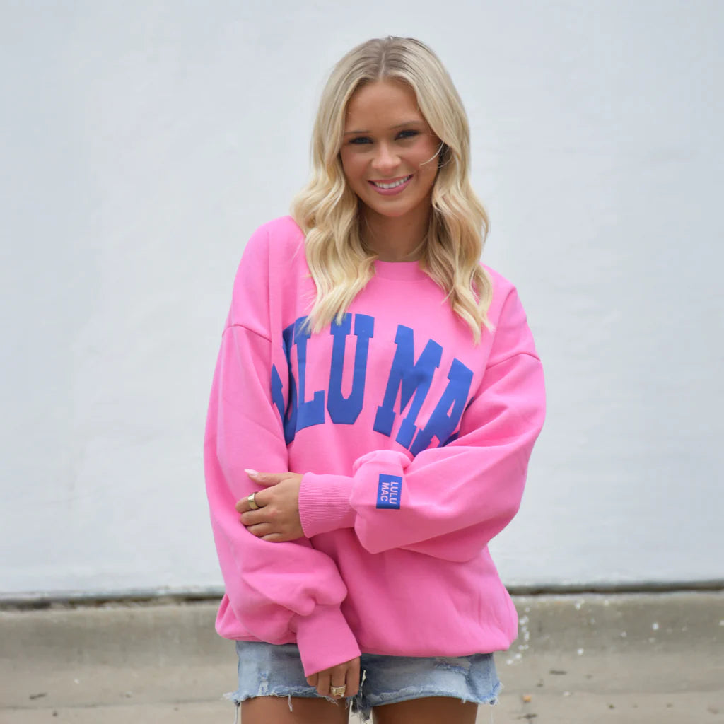 Lulu Mac Pink with Royal Puff Sweatshirt