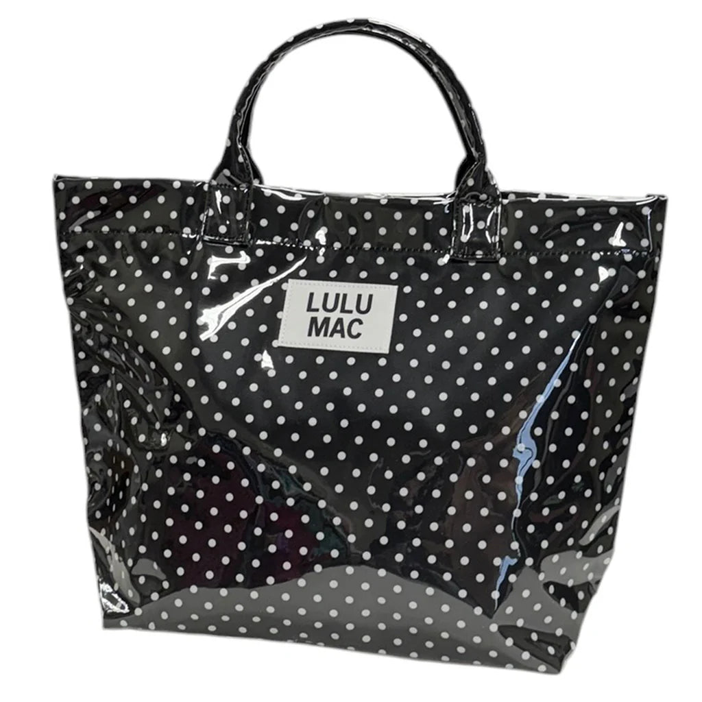 Lulu Mac Black with white Dot Tote Bag