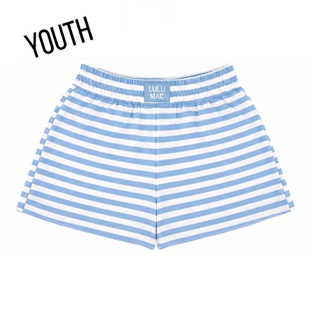 Lulu Mac Youth Knit Blue Striped Shorts