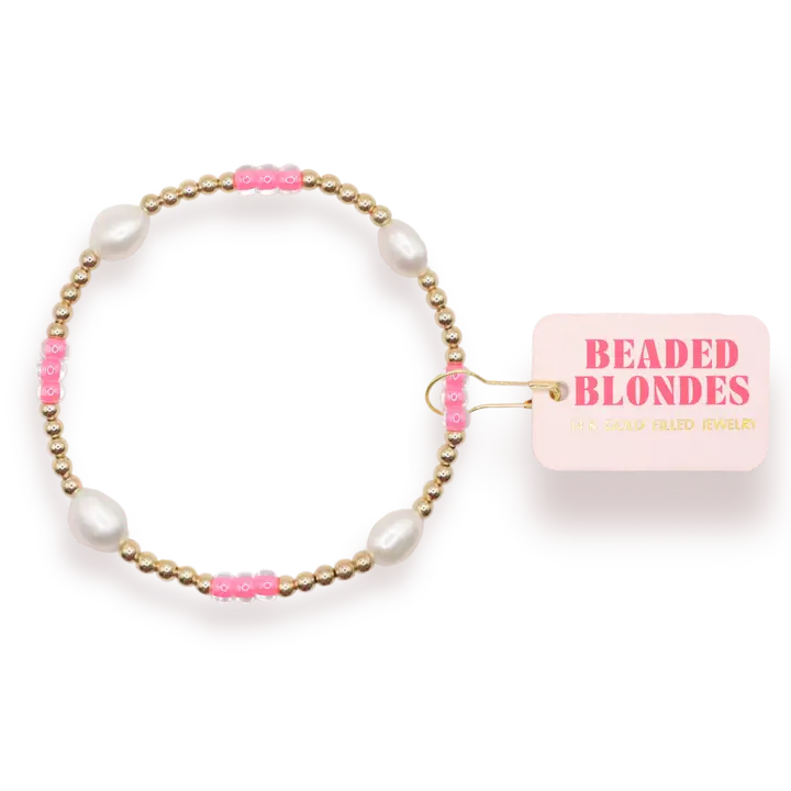 Beaded Blondes Hot Pink Pearl Poppi Bracelet