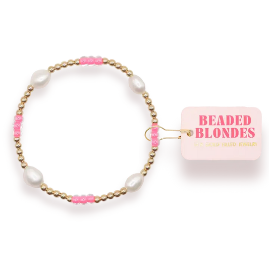 Beaded Blondes Hot Pink Pearl Poppi Bracelet
