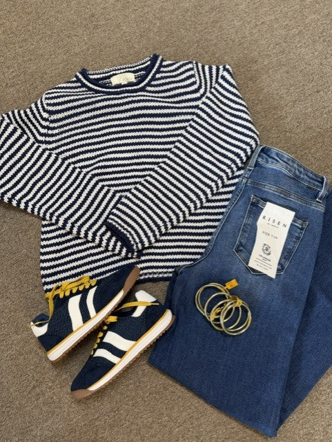 Pinch Striped Crew Neck Sweater
