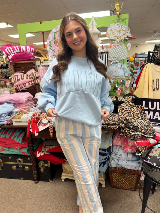 Lulu Mac light blue and white stripe pants