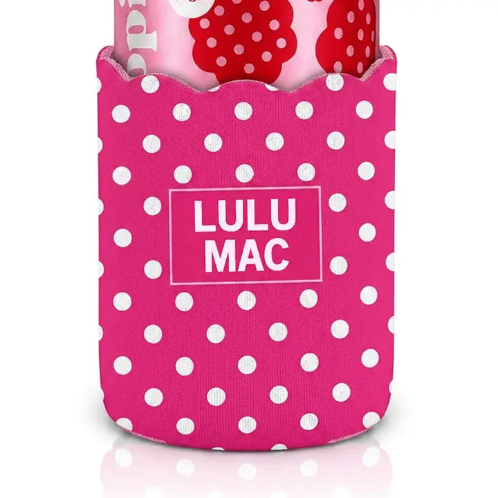 Lulu Mac Hot Pink with white Dot Koozie