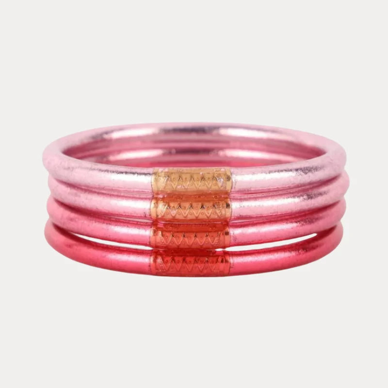 BuDhaGirl Carousel Pink All Weather Bangles Set of 4 Serenity Prayer