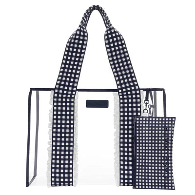 Case Mate navy gingham tote
